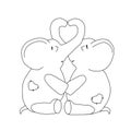 The outline of the two elephants with trunks folded in the shape of a heart Royalty Free Stock Photo