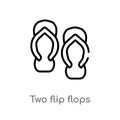 outline two flip flops vector icon. isolated black simple line element illustration from beauty concept. editable vector stroke Royalty Free Stock Photo