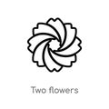 outline two flowers vector icon. isolated black simple line element illustration from ecology concept. editable vector stroke two Royalty Free Stock Photo