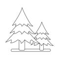 Outline two pine tree forest camping icon