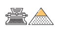 Outline Typewriter Pyramid Icon, Timeless Knowledge, Structural Writing, vector design Generative AI Royalty Free Stock Photo