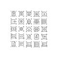 Outline UI UX Technology Icons Set for Web Search, Data, Cloud and Programming Royalty Free Stock Photo