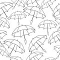 Outline umbrellas seamless pattern, cute vector illustration for design