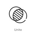 outline unite vector icon. isolated black simple line element illustration from geometric figure concept. editable vector stroke Royalty Free Stock Photo
