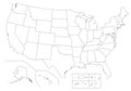 Outline United States Of America map. Royalty Free Stock Photo
