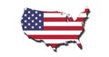 Outline of United States of America with USA flag Royalty Free Stock Photo