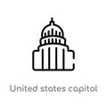 outline united states capitol vector icon. isolated black simple line element illustration from monuments concept. editable vector Royalty Free Stock Photo