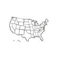 Outline of United States Map with State Borders Vector Royalty Free Stock Photo