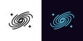 Outline universe icon, with editable stroke. Galaxy with stars, space universe pictogram. Black hole