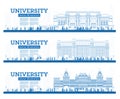 Outline University Campus Set. Study Banners Royalty Free Stock Photo