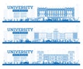 Outline University Campus Set. Study Banners. Vector Illustration. Students Go to the Main Building of University Royalty Free Stock Photo