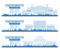 Outline University Campus Set. Study Banners Royalty Free Stock Photo