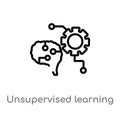 outline unsupervised learning vector icon. isolated black simple line element illustration from artificial intellegence concept. Royalty Free Stock Photo