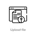 outline upload file vector icon. isolated black simple line element illustration from web hosting concept. editable vector stroke