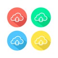 Outline upload simple cloud icon. linear symbol with thin outline. Set of white icons with long shadow.