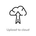 outline upload to cloud vector icon. isolated black simple line element illustration from marketing concept. editable vector