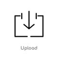 outline upload vector icon. isolated black simple line element illustration from arrows 2 concept. editable vector stroke upload