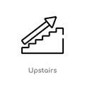 outline upstairs vector icon. isolated black simple line element illustration from signs concept. editable vector stroke upstairs Royalty Free Stock Photo