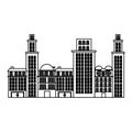 outline urban cityscape and residential apartments scene icon