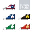 Outline urban super shoes. Vector Stylized sneakers. Sport icon, design element or logo in line style.