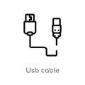 outline usb cable vector icon. isolated black simple line element illustration from electronic stuff fill concept. editable vector Royalty Free Stock Photo