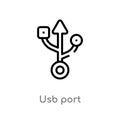 outline usb port vector icon. isolated black simple line element illustration from user interface concept. editable vector stroke Royalty Free Stock Photo