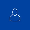 Outline user icon on blue background