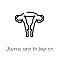 outline uterus and fallopian tube vector icon. isolated black simple line element illustration from human body parts concept. Royalty Free Stock Photo