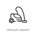 outline vacuum cleanin vector icon. isolated black simple line element illustration from cleaning concept. editable vector stroke Royalty Free Stock Photo