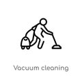 outline vacuum cleaning vector icon. isolated black simple line element illustration from humans concept. editable vector stroke Royalty Free Stock Photo