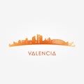 Outline Valencia skyline with landmarks.