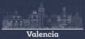 Outline Valencia Spain City Skyline with White Buildings