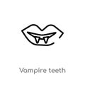 outline vampire teeth vector icon. isolated black simple line element illustration from halloween concept. editable vector stroke Royalty Free Stock Photo