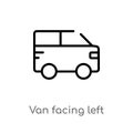 outline van facing left vector icon. isolated black simple line element illustration from mechanicons concept. editable vector Royalty Free Stock Photo
