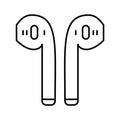 Outline vector airpods icon isolated on white background