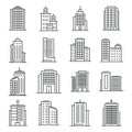 Outline vector buildings on white background