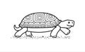 Outline vector cute land tortoise with patterned shell, side view; isolated on a white background; symbol of slowness; contour Royalty Free Stock Photo