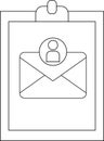 Email Marketing List Icon on Clipboard, Outline Vector Royalty Free Stock Photo