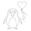 Very cute penguin with a heart-shaped balloon. Royalty Free Stock Photo