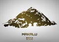 Outline vector illustration of bronze Mt. Makalu