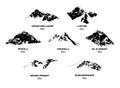 Outline vector illustration of eight-thousanders Royalty Free Stock Photo