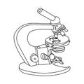 Outline vector illustration microscope, research tool for microscopy