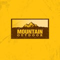 Outline vector logo of mountain. Landscape line illustration.