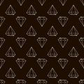 Outline Vector seamless retro pattern, with diamonds Royalty Free Stock Photo