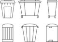 Outline set of trash cans