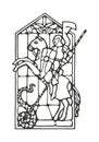 Outline vector stained glass window with Saint George and the dragon Royalty Free Stock Photo