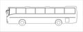 Outline vector tourist bus, side view, template isolated on white background. Royalty Free Stock Photo