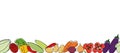 Outline vegetables seamless banner with colored elements