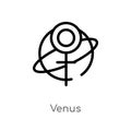 outline venus vector icon. isolated black simple line element illustration from zodiac concept. editable vector stroke venus icon Royalty Free Stock Photo