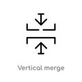 outline vertical merge vector icon. isolated black simple line element illustration from arrows concept. editable vector stroke